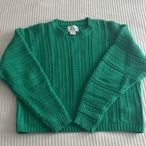 Green Cable Knit Women's Sweater